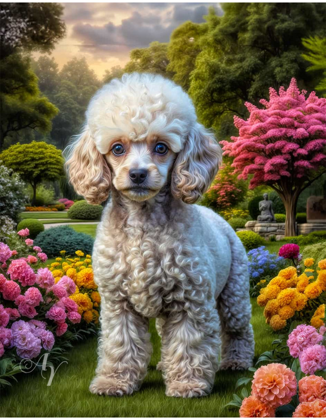 Poodle Dog Portrait Paintings