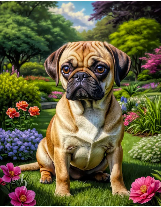 Puggle Dog Portrait Paintings