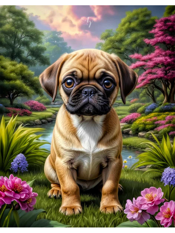 Puggle Dog Portrait Paintings