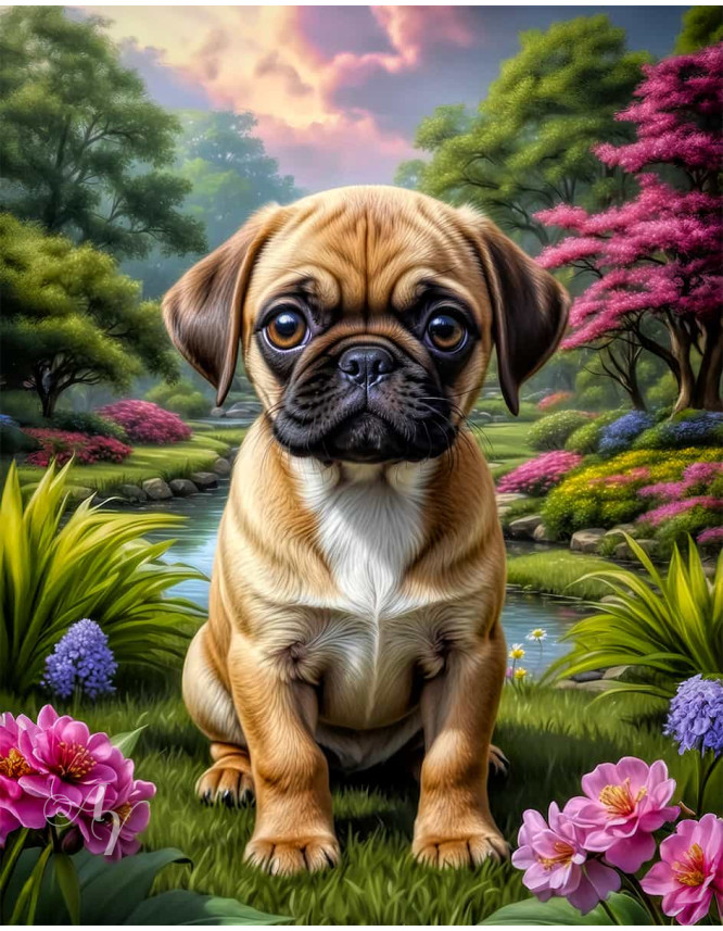 Puggle Dog Portrait Paintings