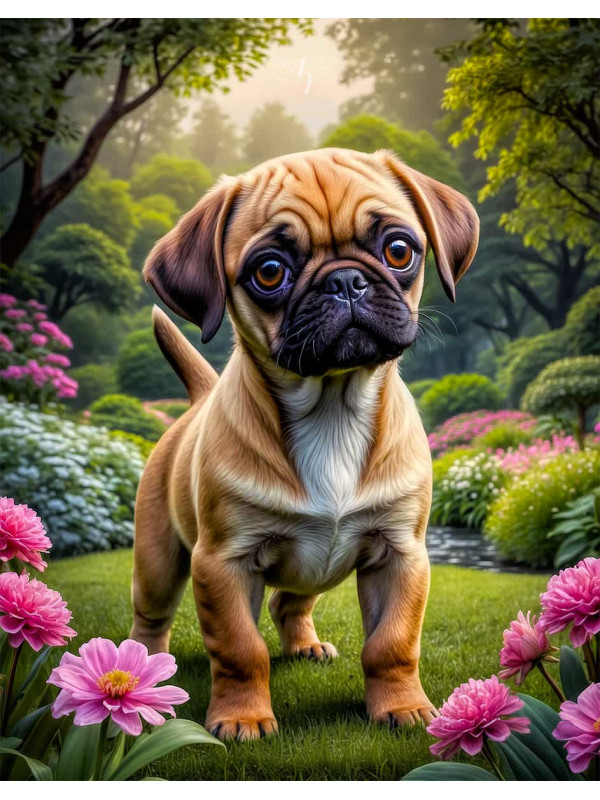 Puggle Dog Portrait Paintings