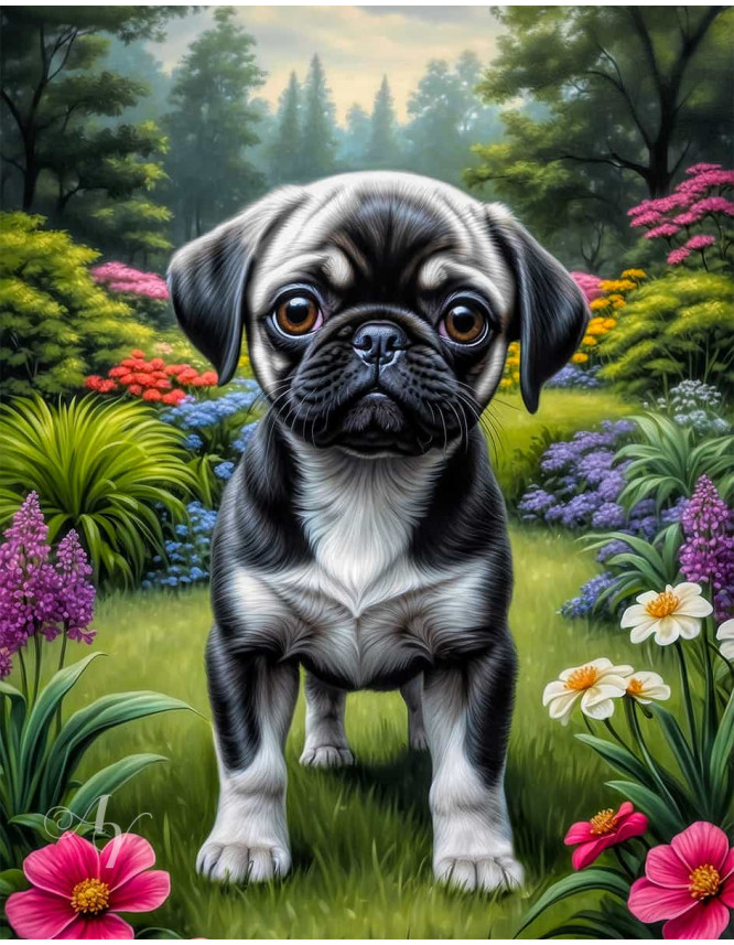 Puggle Dog Portrait Paintings