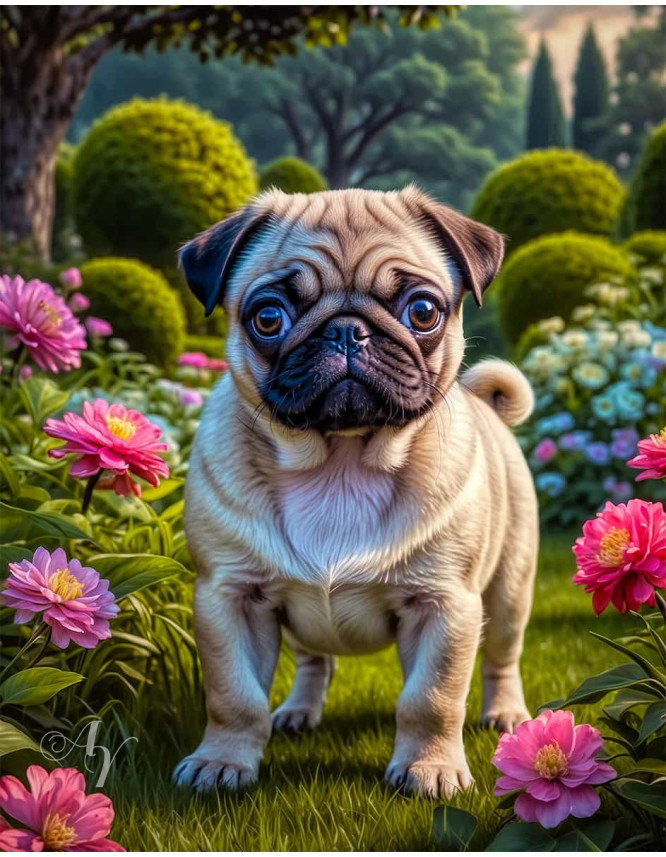 Pug Dog Portrait Paintings