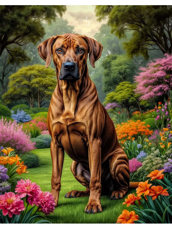 Rhodesian Ridgeback Dog Portrait Paintings