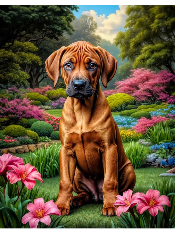 Rhodesian Ridgeback Dog Portrait Paintings