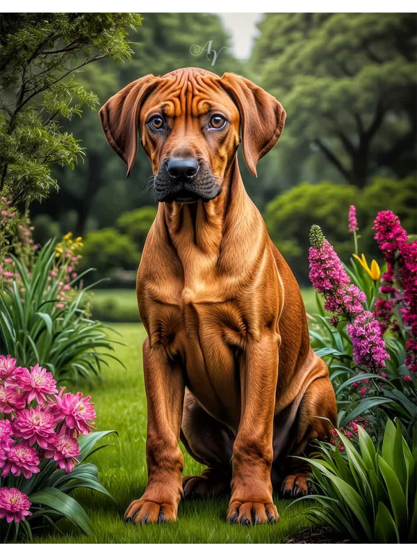 Rhodesian Ridgeback Dog Portrait Paintings