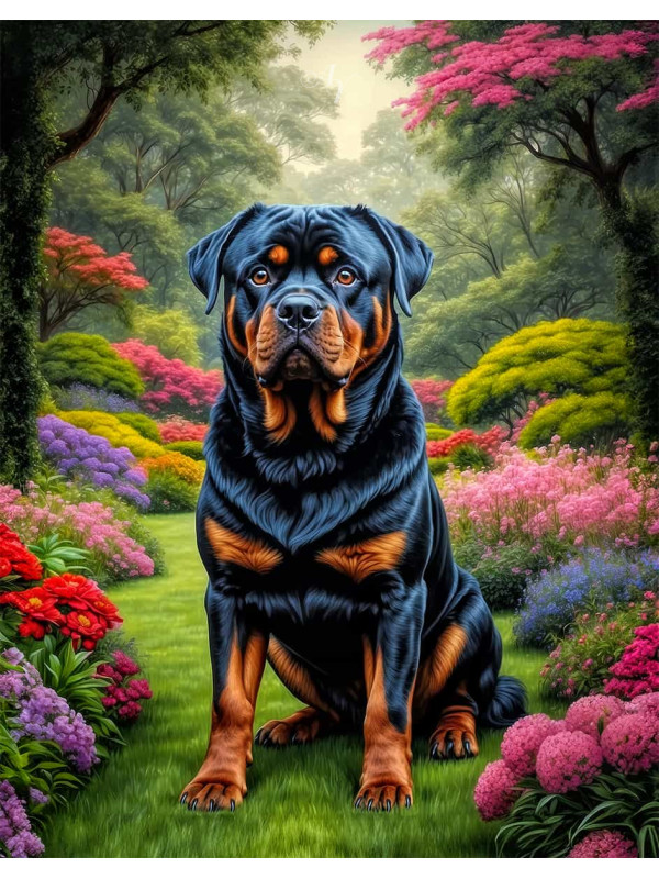Rottweiler Dog Portrait Paintings