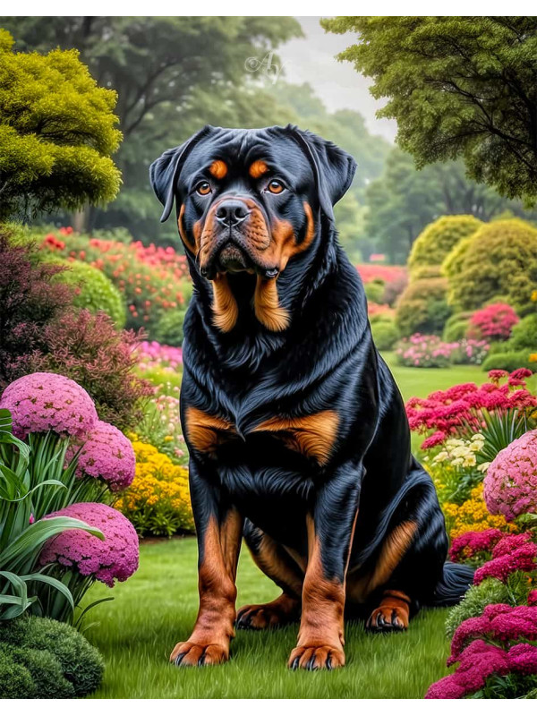 Rottweiler Dog Portrait Paintings