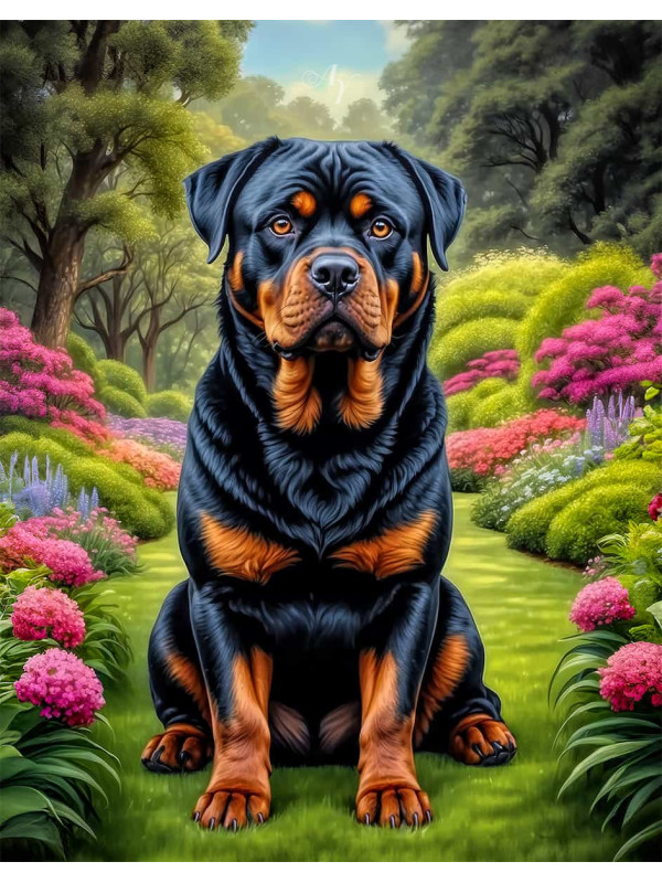 Rottweiler Dog Portrait Paintings