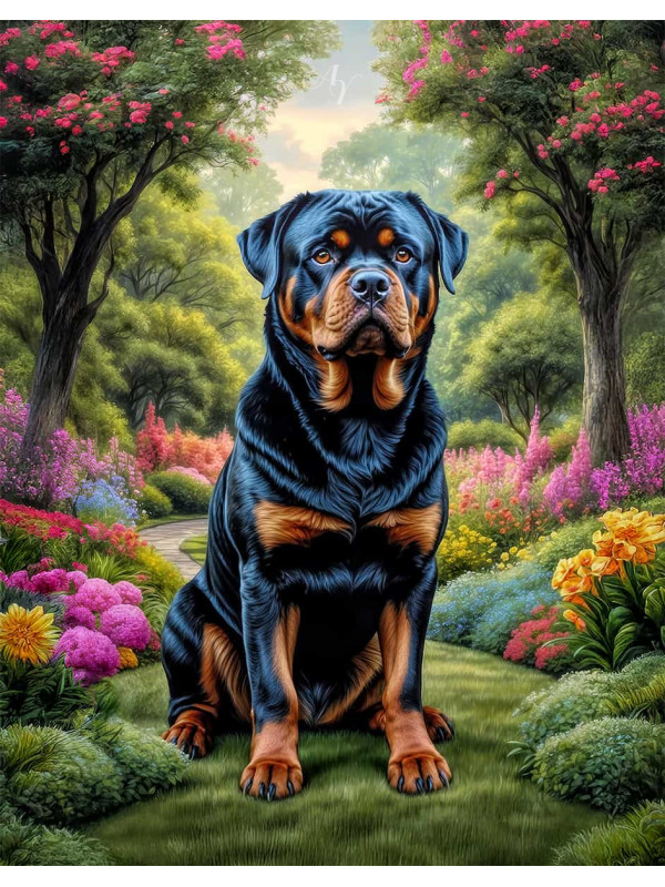 Rottweiler Dog Portrait Paintings