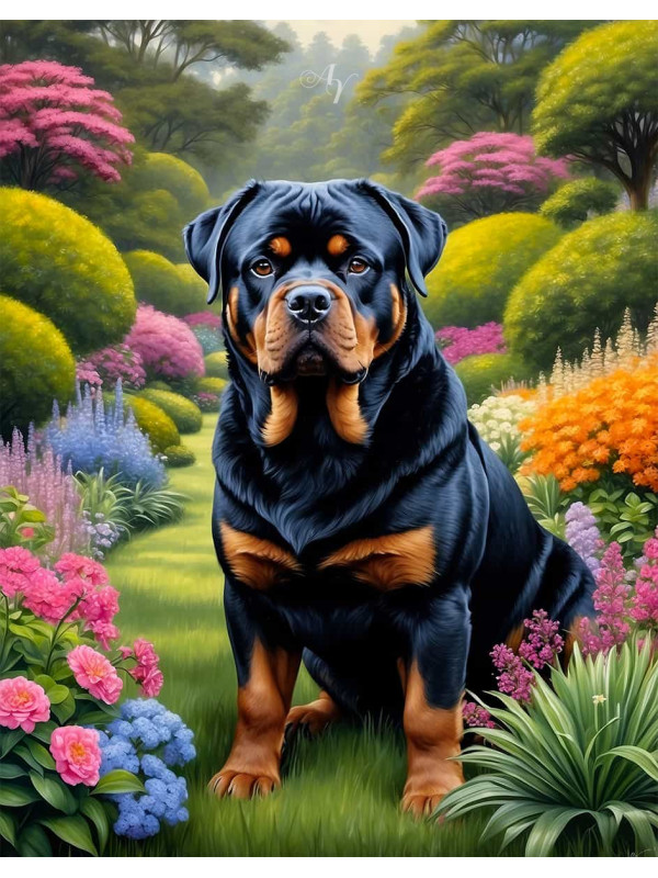 Rottweiler Dog Portrait Paintings