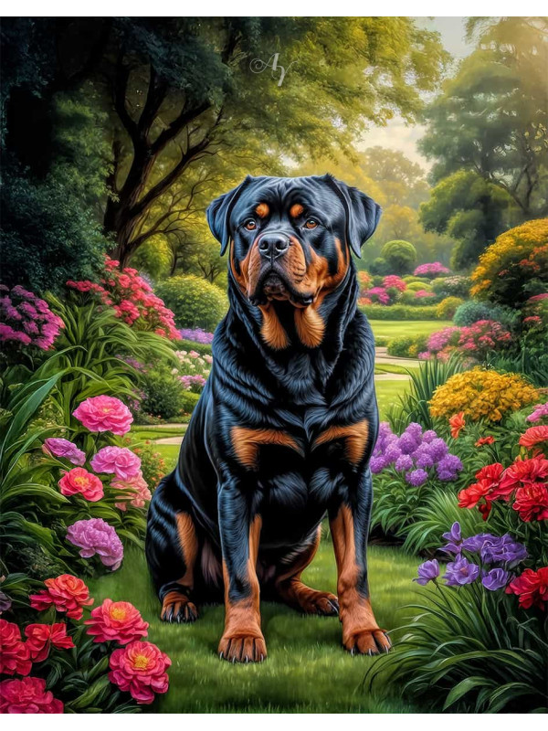 Rottweiler Dog Portrait Paintings