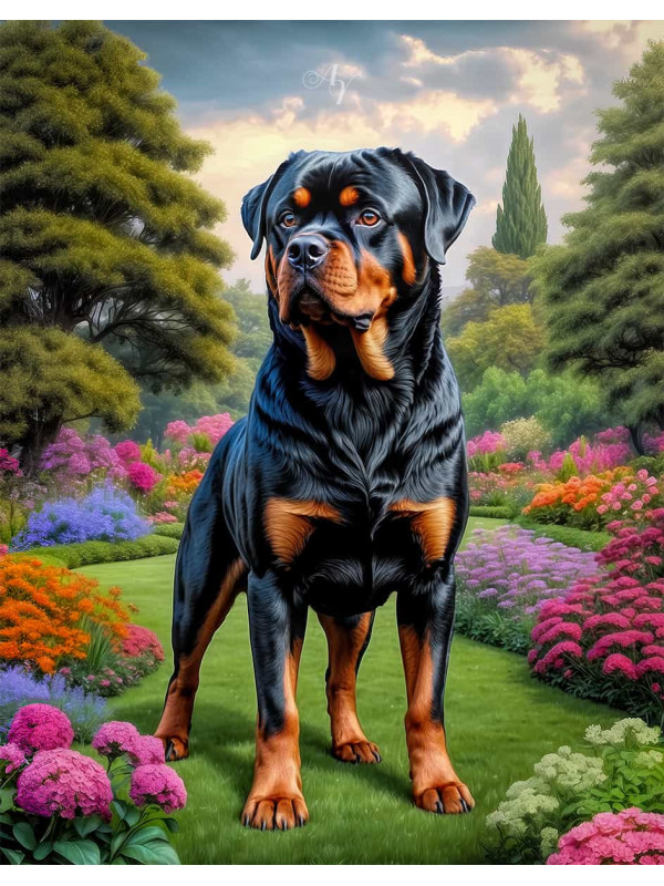 Rottweiler Dog Portrait Paintings