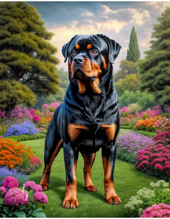 Rottweiler Dog Portrait Paintings