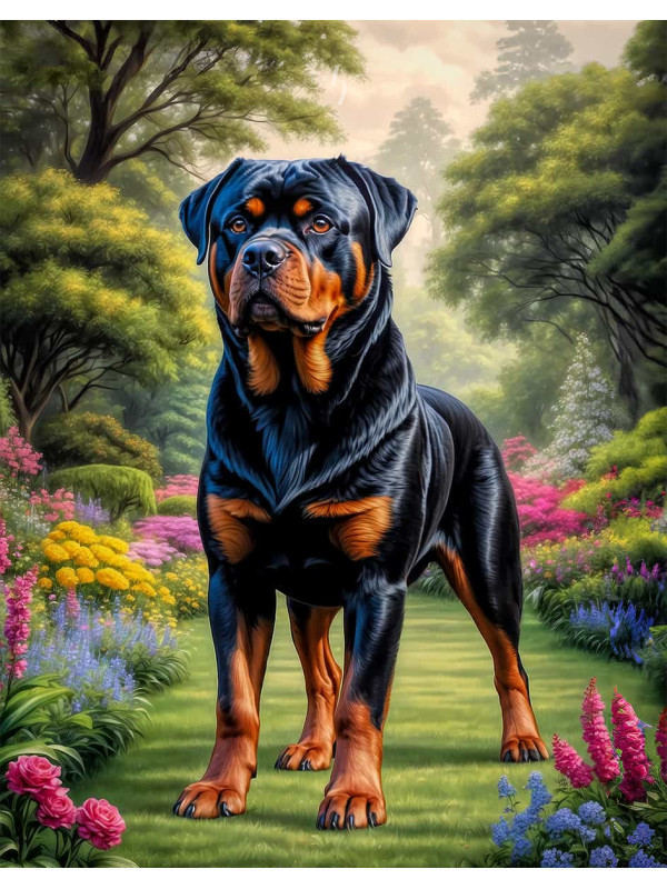Rottweiler Dog Portrait Paintings