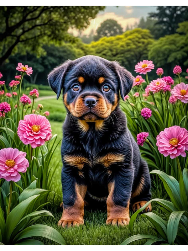 Rottweiler Dog Portrait Paintings