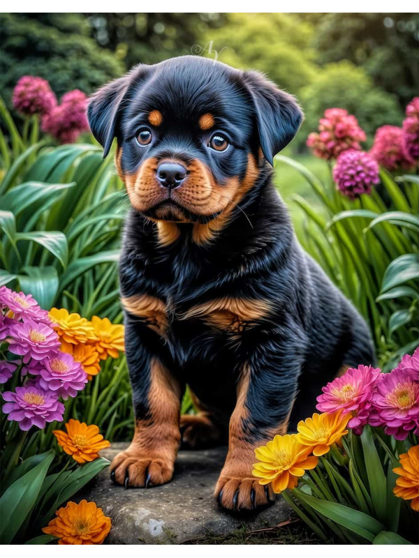 Rottweiler Dog Portrait Paintings