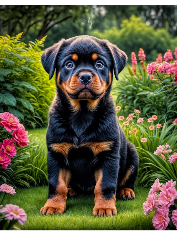 Rottweiler Dog Portrait Paintings