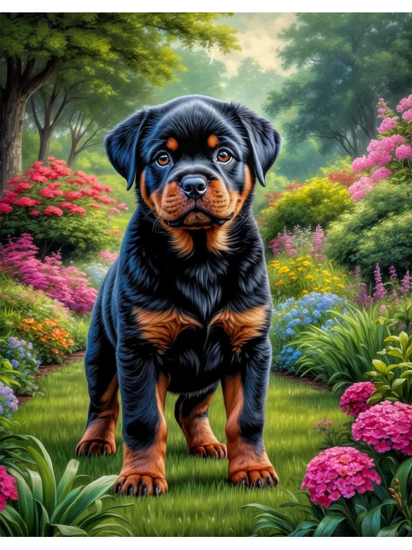Rottweiler Dog Portrait Paintings