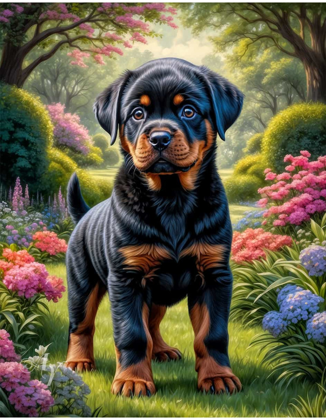 Rottweiler Dog Portrait Paintings
