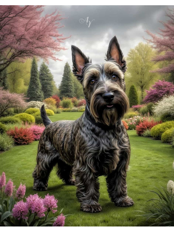 Scottish Terrier Dog and Puppy Portrait Paintings on Canvas