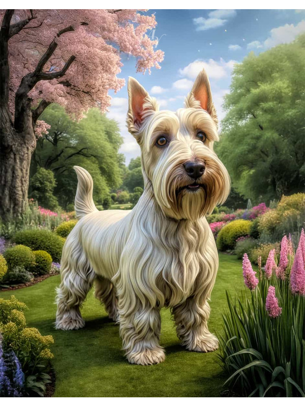 Scottish Terrier Dog and Puppy Portrait Paintings on Canvas