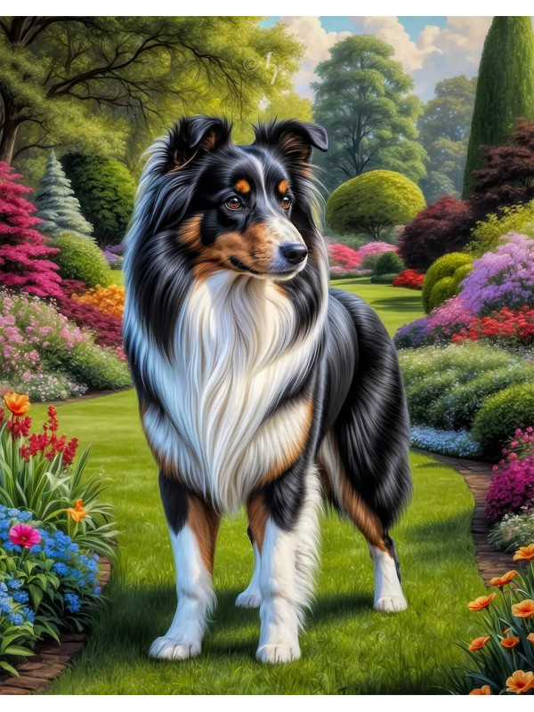 Shetland Sheepdog Dog and Puppy Portrait Paintings