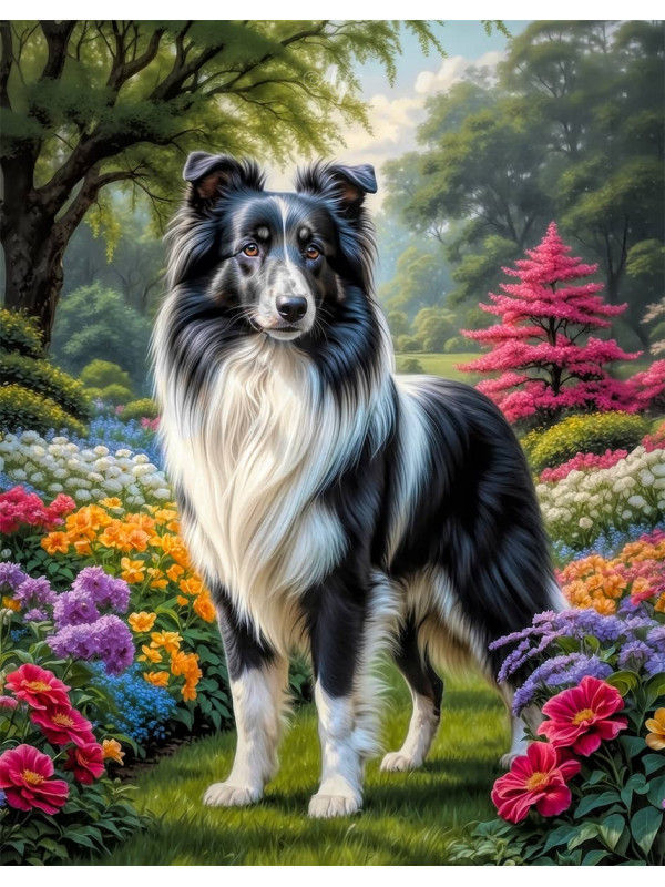 Shetland Sheepdog Dog and Puppy Portrait Paintings