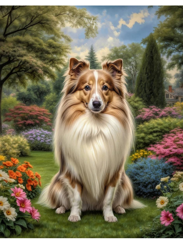 Shetland Sheepdog Dog and Puppy Portrait Paintings