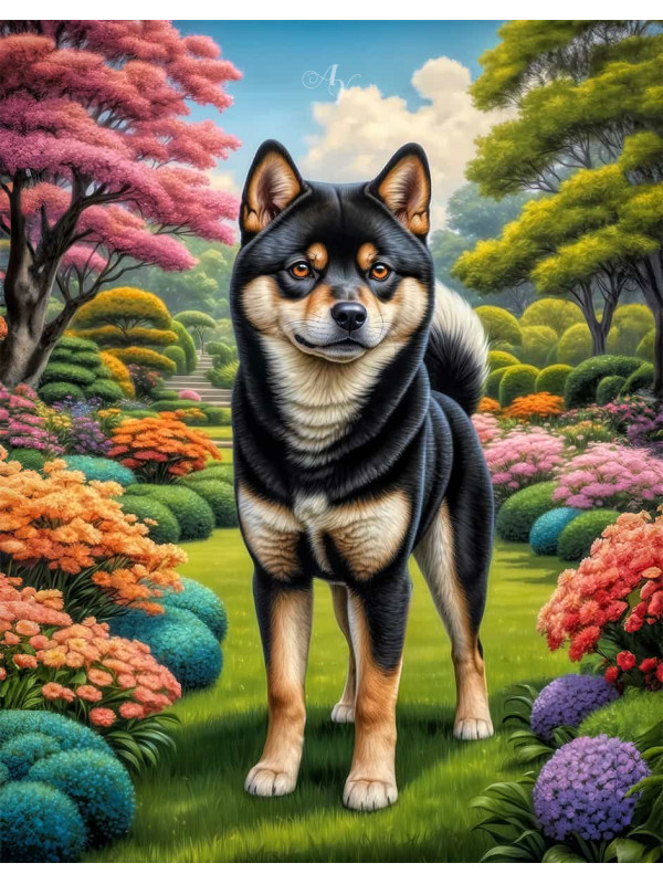 Shiba Inu Dog and Puppy Lifelike Portrait Paintings