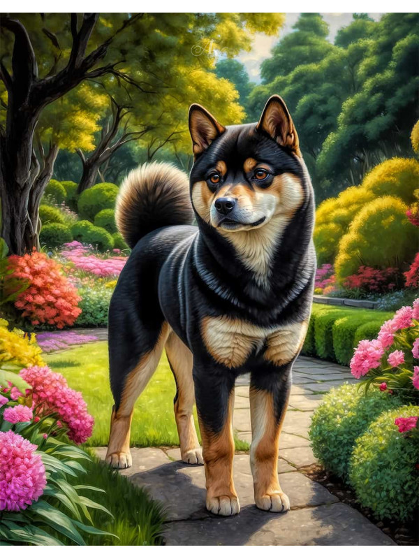 Shiba Inu Dog and Puppy Lifelike Portrait Paintings