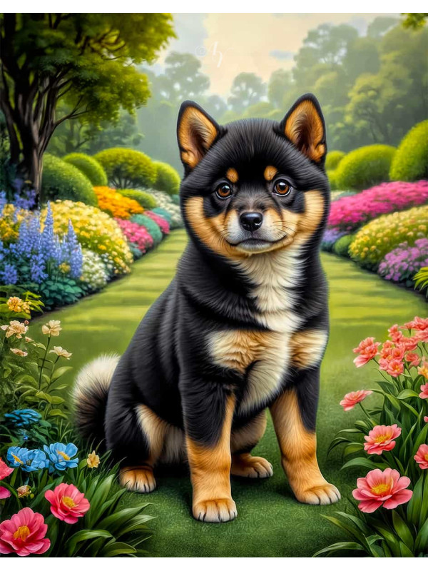 Shiba Inu Dog and Puppy Lifelike Portrait Paintings