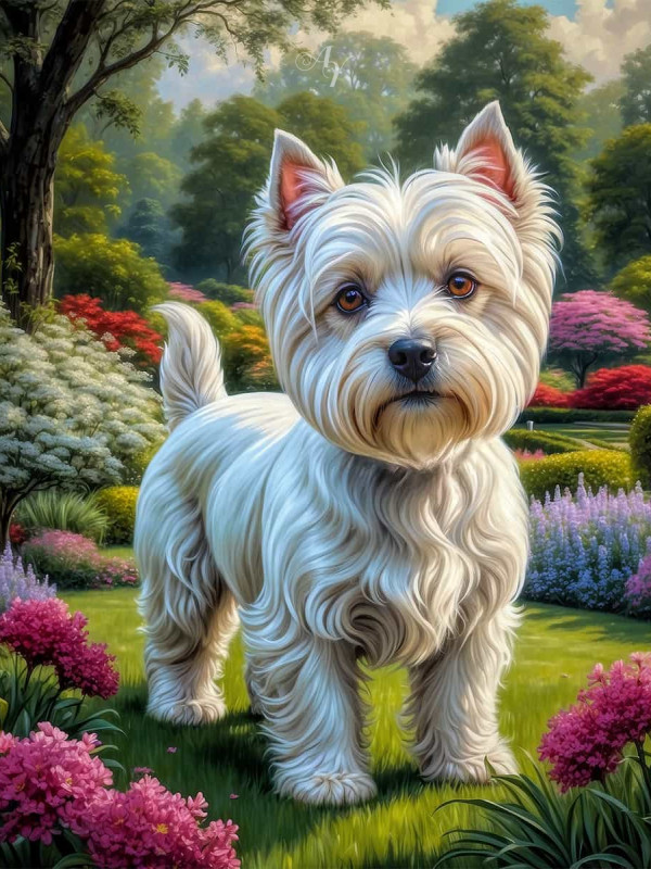 West Highland Terrier Portrait Paintings