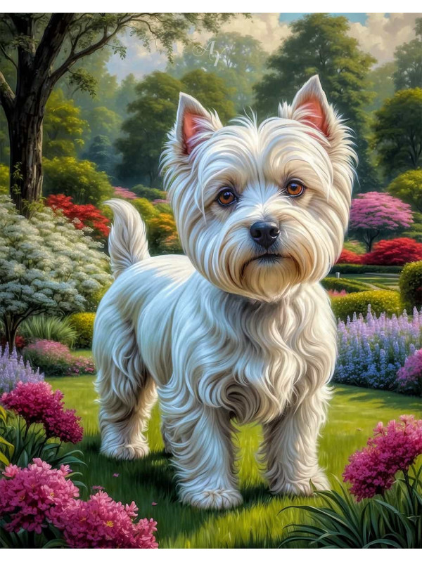 West Highland Terrier Portrait Paintings