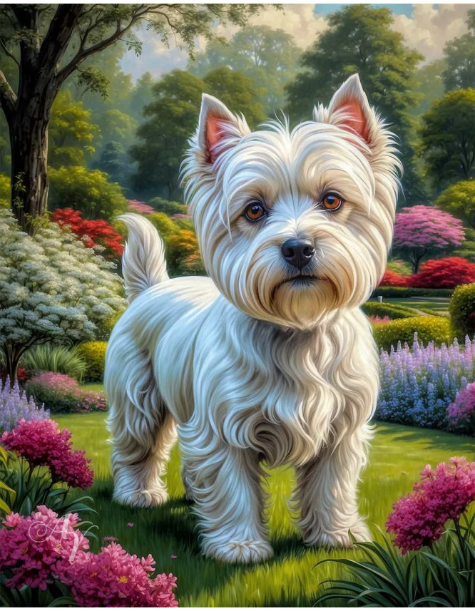 West Highland Terrier Portrait Paintings
