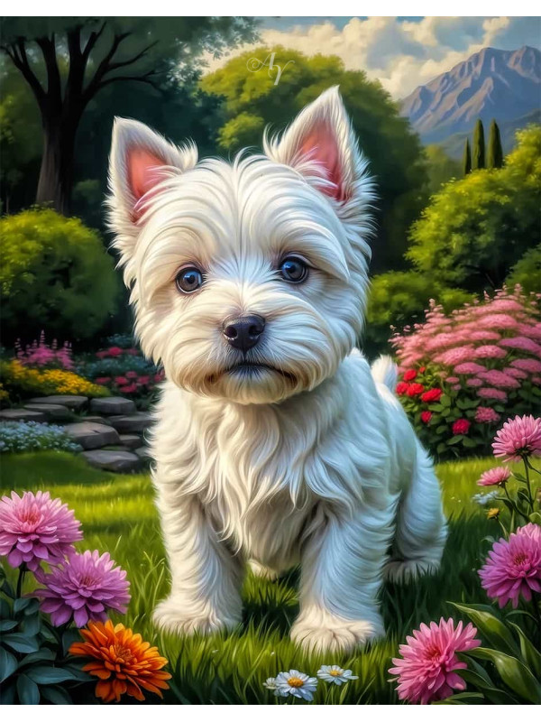 West Highland Terrier Portrait Paintings