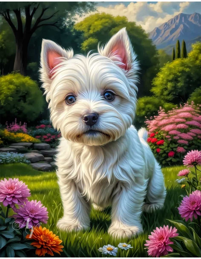West Highland Terrier Portrait Paintings