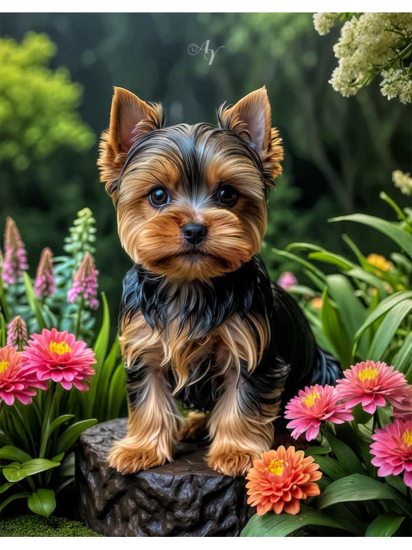 Yorkshire Terrier Dog - Puppy Portrait Paintings