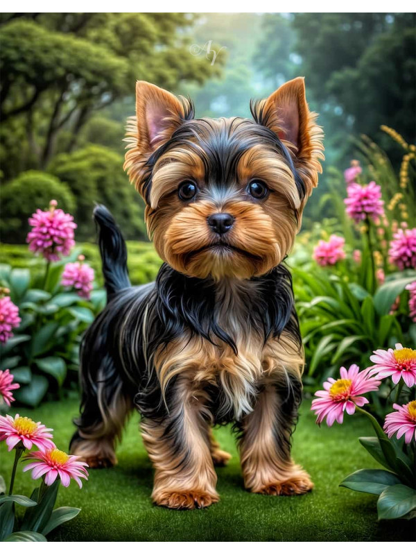 Yorkshire Terrier Dog - Puppy Portrait Paintings