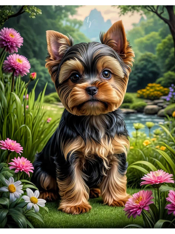 Yorkshire Terrier Dog - Puppy Portrait Paintings