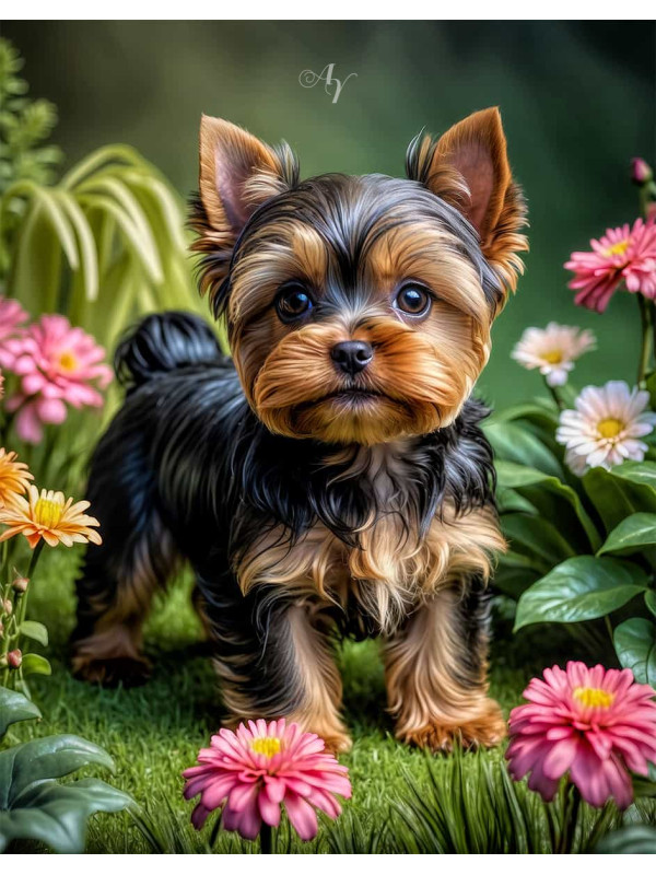 Yorkshire Terrier Dog - Puppy Portrait Paintings