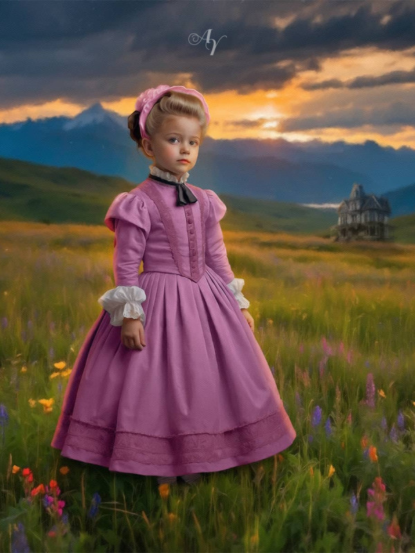 Victorian Wildflowers Child Customized Photo Paintings