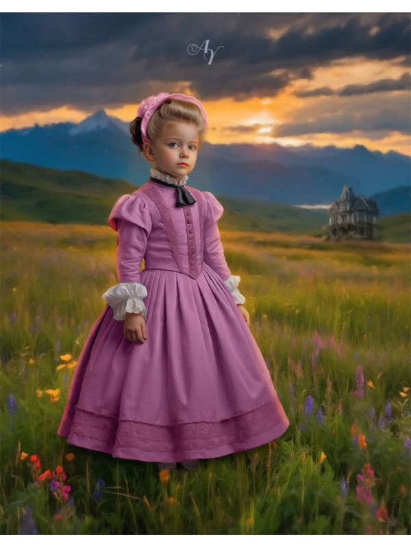 Victorian Wildflowers Child Customized Photo Paintings