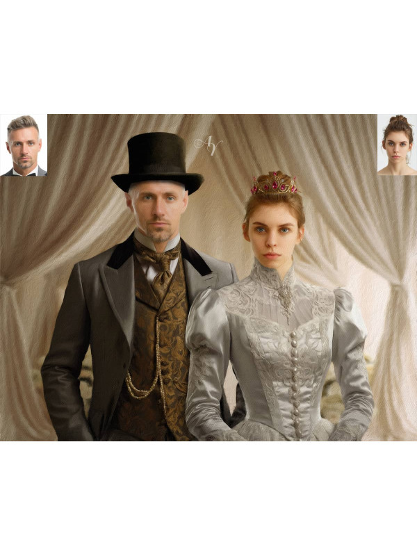 Victorian Bride - Groom Customized Photo Paintings