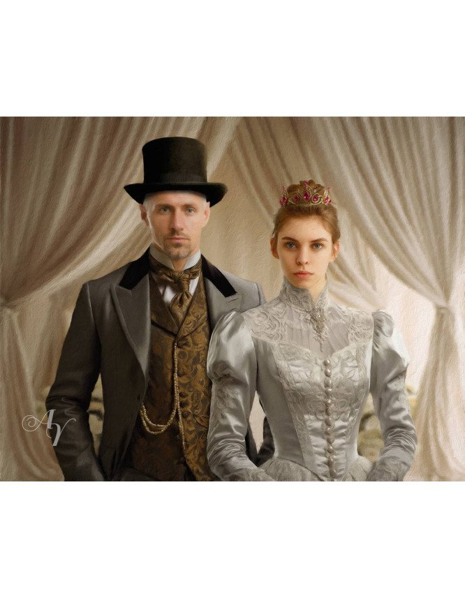 Victorian Bride - Groom Customized Photo Paintings Victorian Bride - Groom Customized Photo Paintings