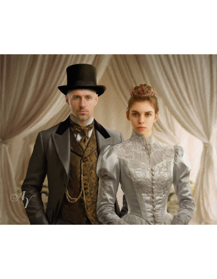 Victorian Bride - Groom Customized Photo Paintings Victorian Bride - Groom Customized Photo Paintings