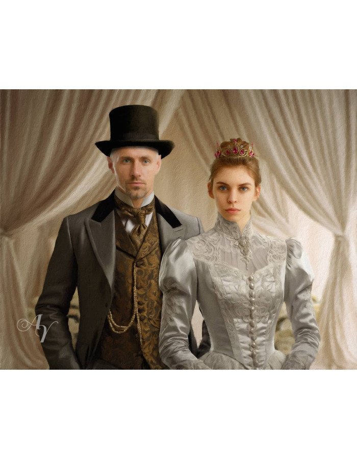 Victorian Bride - Groom Customized Photo Paintings Victorian Bride - Groom Customized Photo Paintings