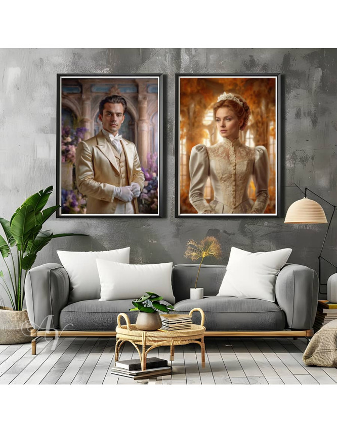 Victorian Bride - Groom Customized Photo Paintings