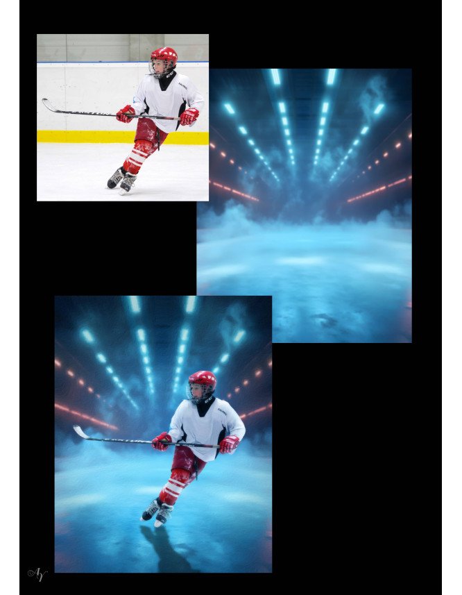 Ice Skating - Hockey Customized Photo Paintings