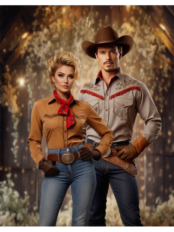 Adult Cowboy - Cowgirl Customized Photo Paintings